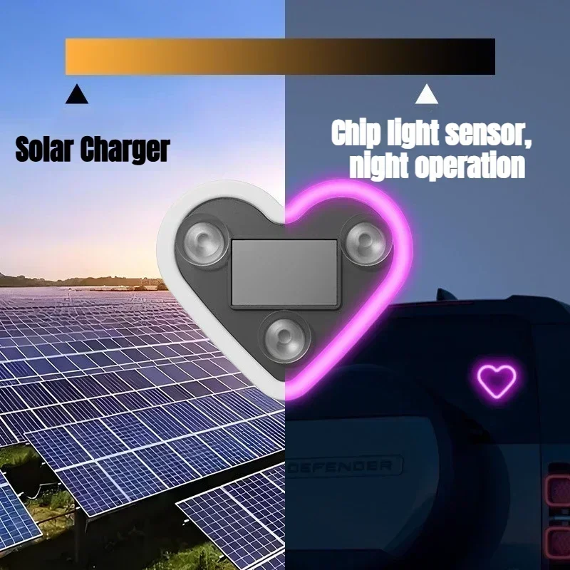 Wireless solar light sensing triangle window love light LED neon light emitting car decoration interior atmosphere light