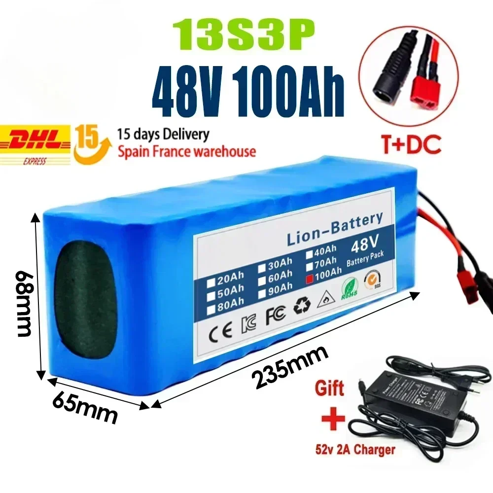 The New 48V 20AH 20000W 13S3P DC/T 20AH 18650 Lithium-ion Battery Pack Is Equipped with A 54.6V Charger.