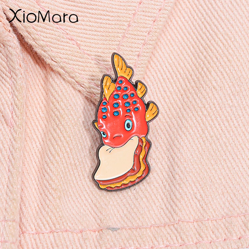 Pudge Controls The Weather Enamel Pin Cartoon Goldfish TV Animation Metal Brooch Lapel Badge Fashion Jewelry Gift for Friends