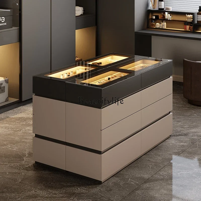 

D06Italian light luxury cloakroom Nakajima high-end double-sided storage cabinet jewelry display cabinet