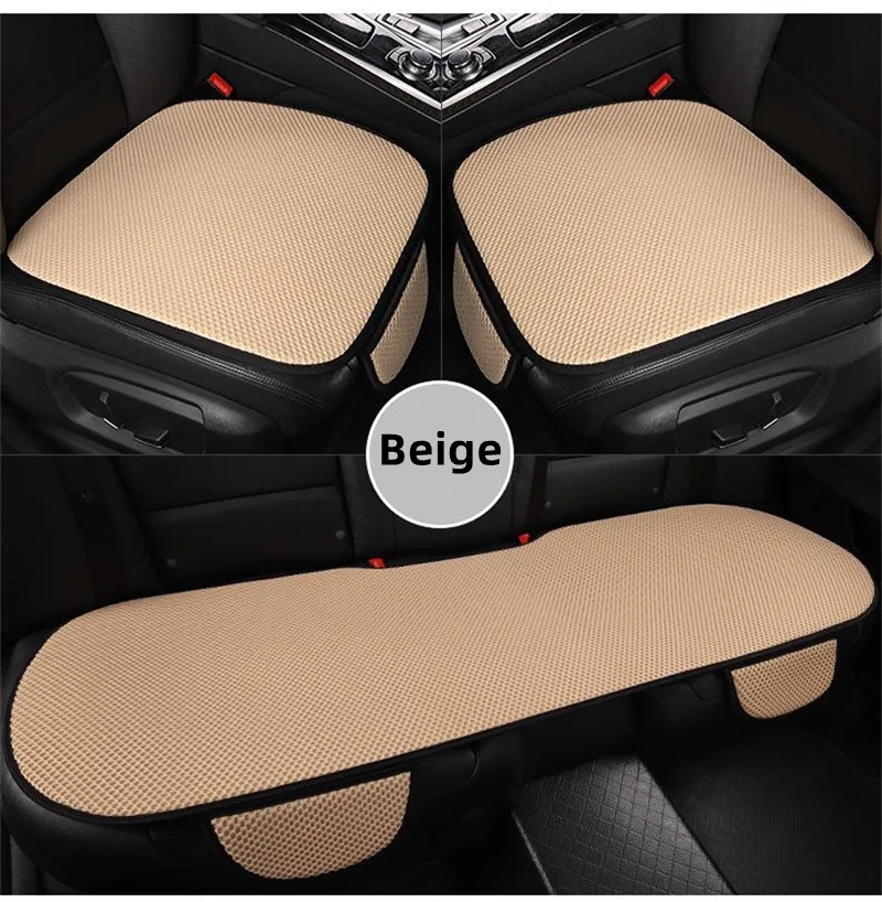 وسادة مقعد سيارة من الحرير الجليدي قابلة للتنفس، غير قابلة للانزلاق ومقاومة للاهتراء، غطاء مقعد سيارة من الحرير الجليدي بلون سادة، مناسب لمعظم السيارات #3