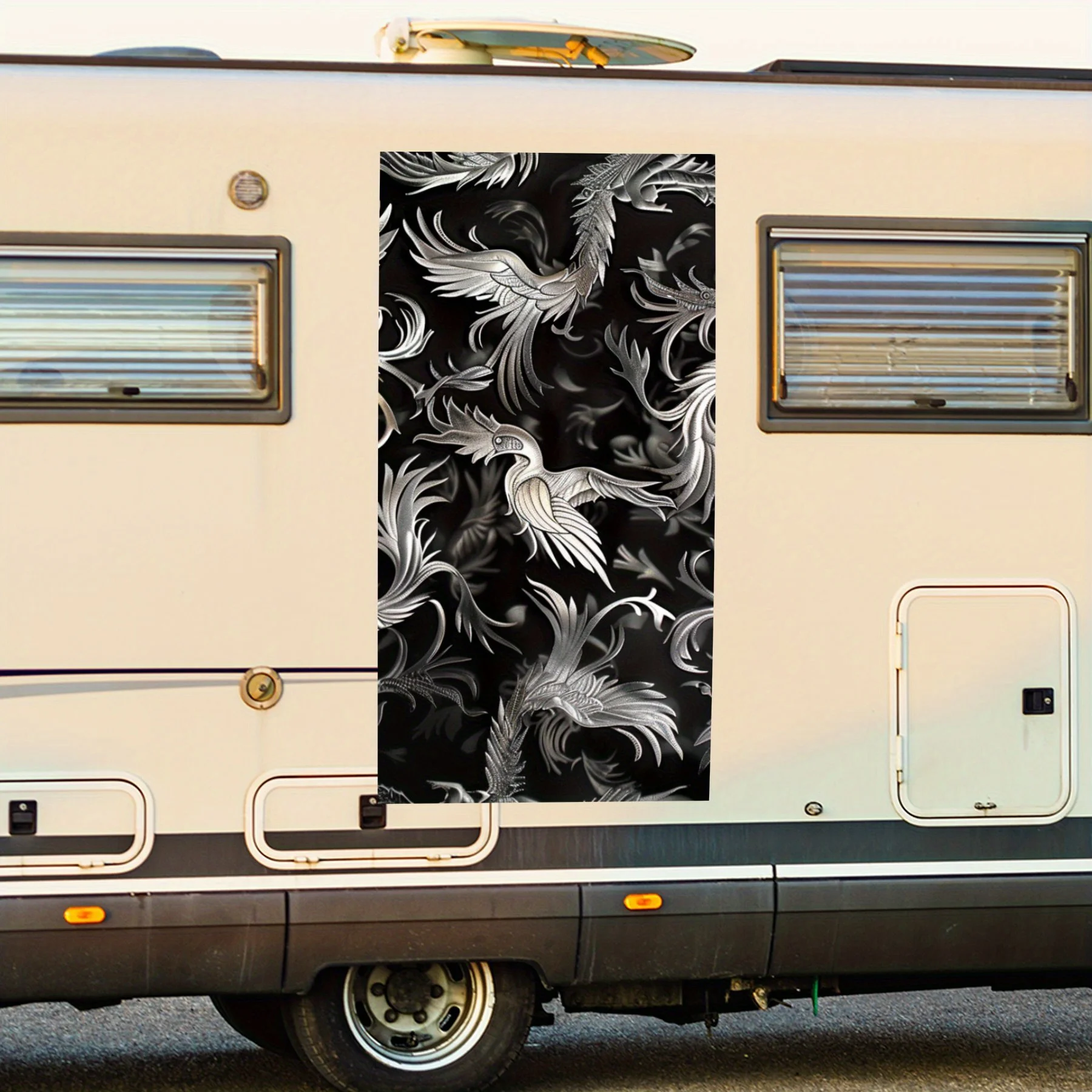 

Готическая наклейка с серебряным узором, автомобильная наклейка, виниловая наклейка на сторону дома на моторику, водонепроницаемая самоклеящаяся виниловая наклейка на т