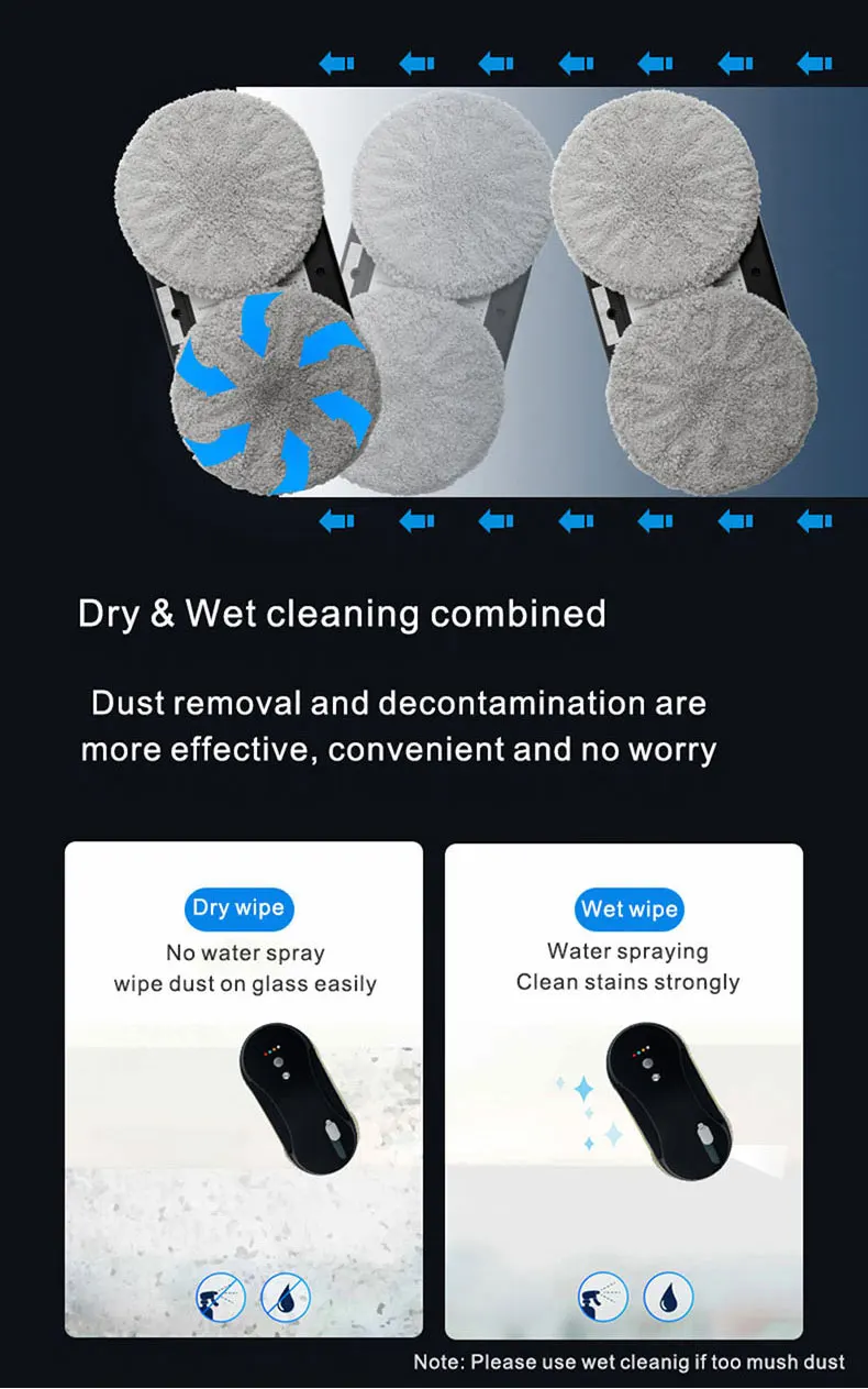 Roboter-Fensterreiniger Purerobo W-R3S Automatische Wassersprühfunktion mit APP-Fernbedienung Intelligenter Elektrischer Fensterreinigungsroboter für Zuhause – Detail 8