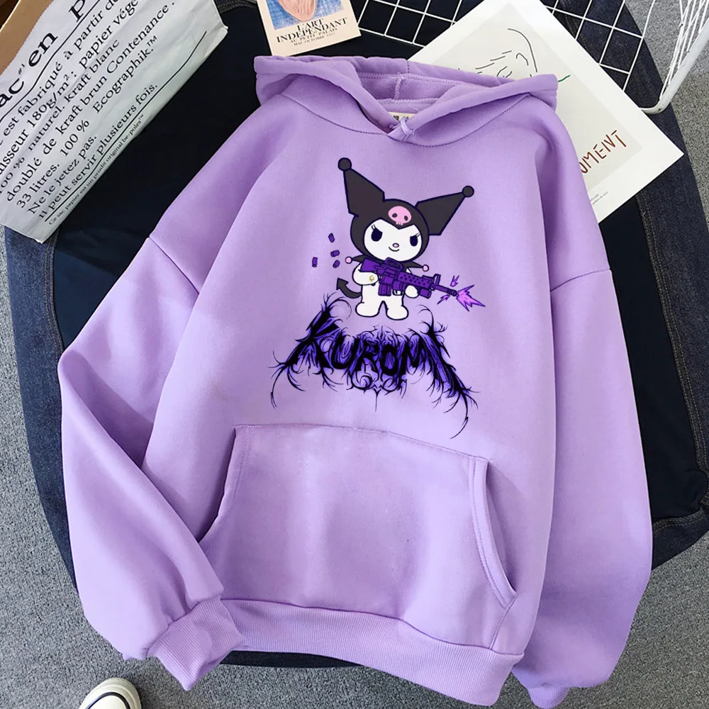 Japanese Anime Sanrio Kuromi Cute Women's Hoodie Student Y2K Sweatshirt Spring and Autumn Outdoor Sports and Leisure Pullover