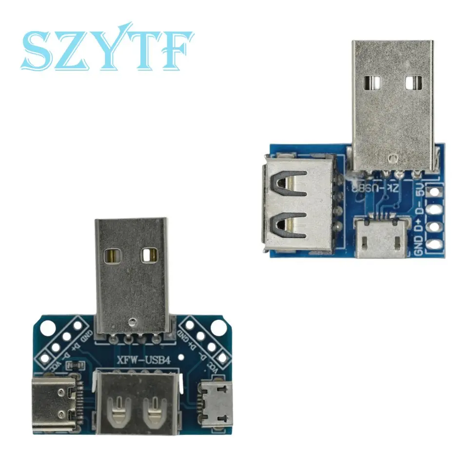 USB-Adapter platine Stecker zu Buchse zu Mikro, USB zu Header/Typ-C Maicro 4p 2,54mm Netzteil-Wandler modul
