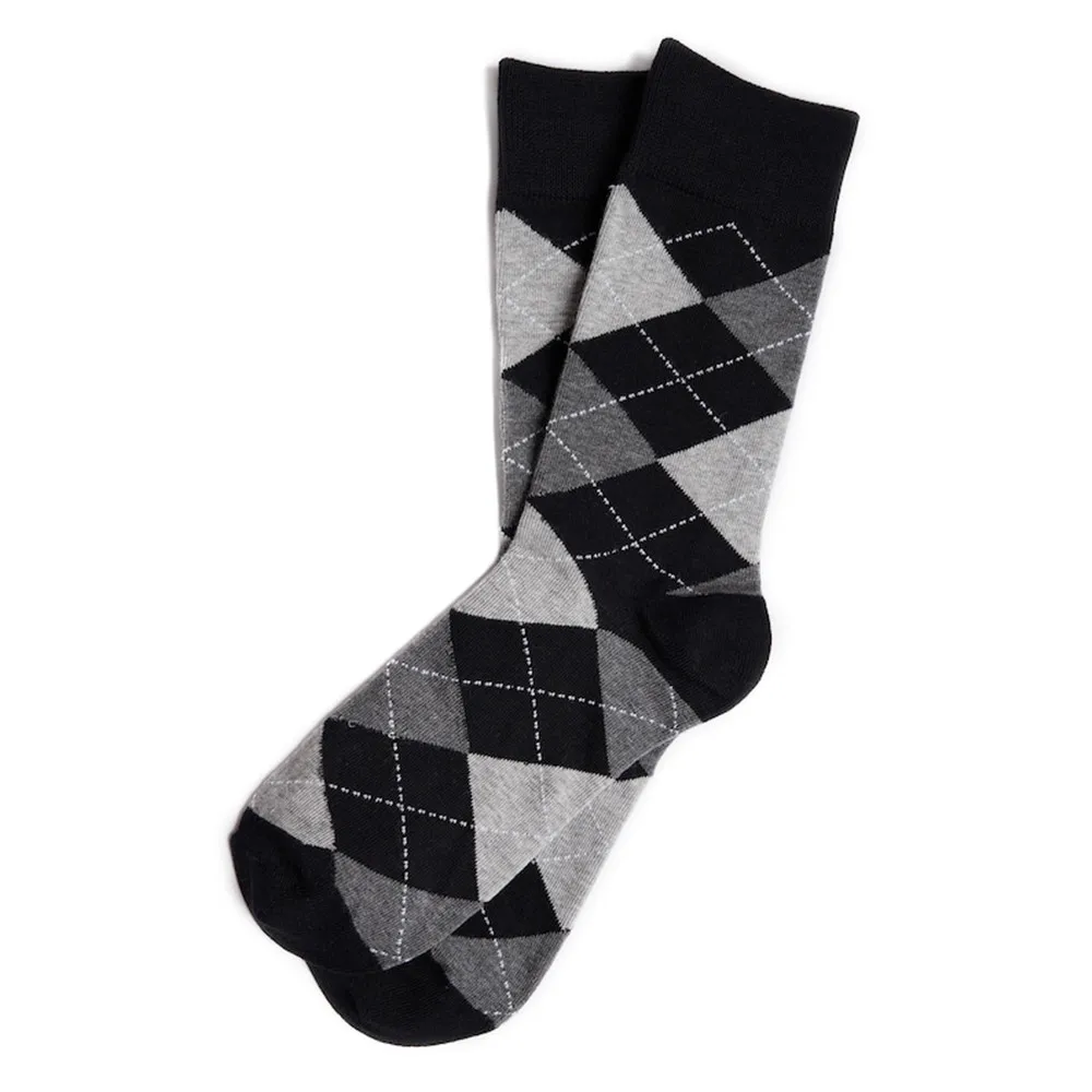 Personalized Groomsmen Socks | Black & Grey Argyle Wedding Socks  | Custom Sock Labels