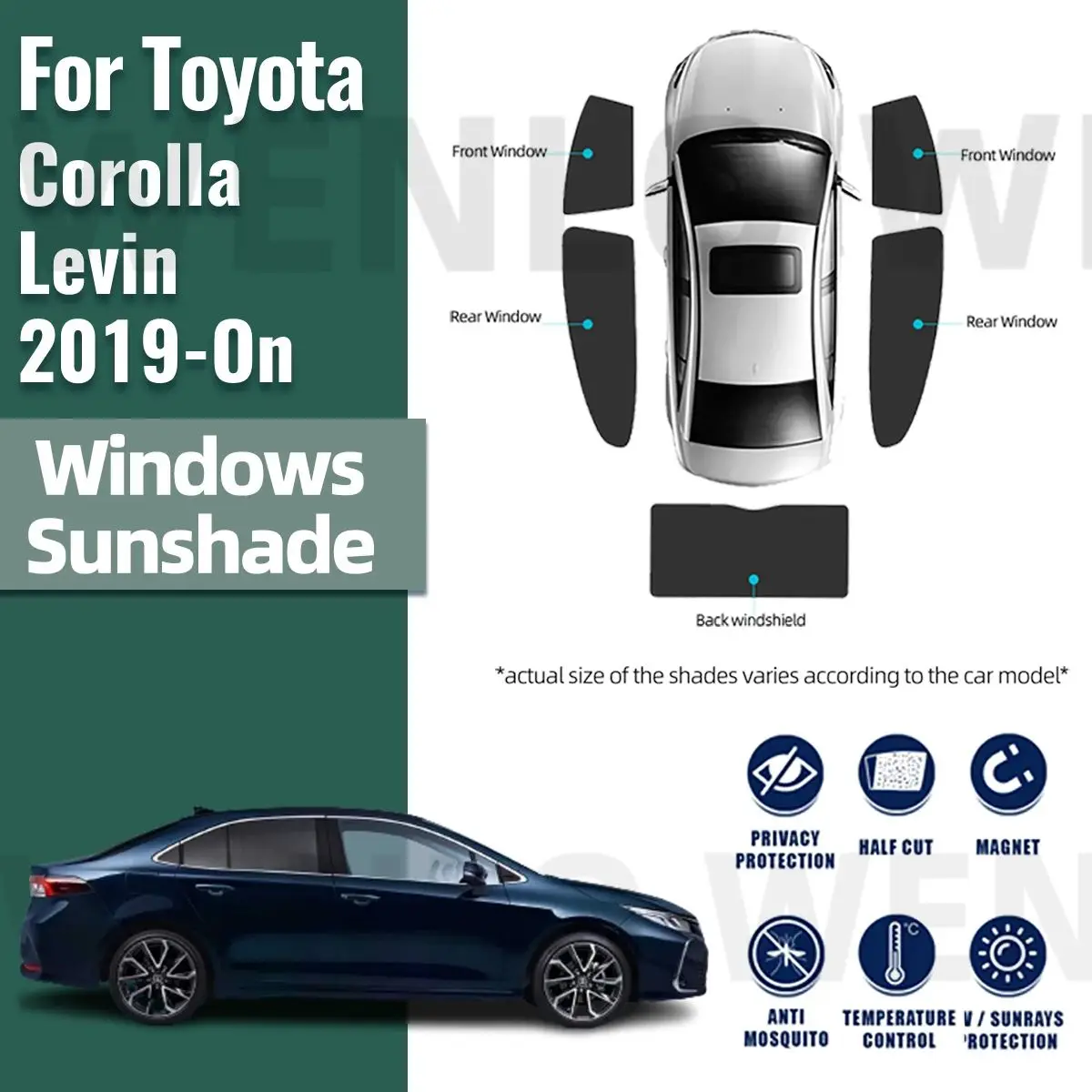 For Toyota Corolla Levin E210 2019-2023 2024 Rear Side Window Sun Shade Visor Car Sunshade Accessories Front Windshield Curtain