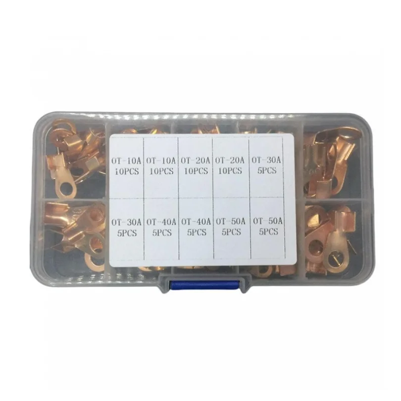 

70pcs Open Copper Ring Wire Crimp Terminal Connectors Tubular Electrical Wire End Crimp Cable Lugs