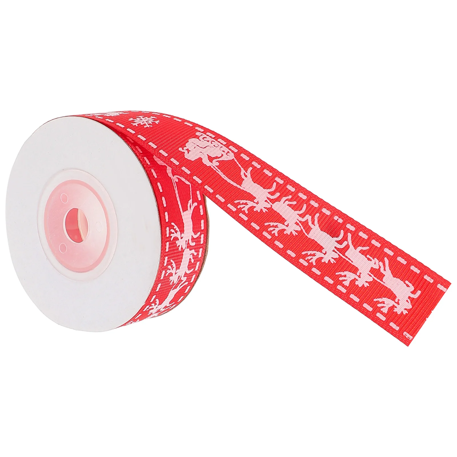 

Christmas Ribbon Strip Double Sided Threaded Belt Wired Decorations Reusable DIY Gift Wrapping Elk Pattern Satin Ribbon Holiday
