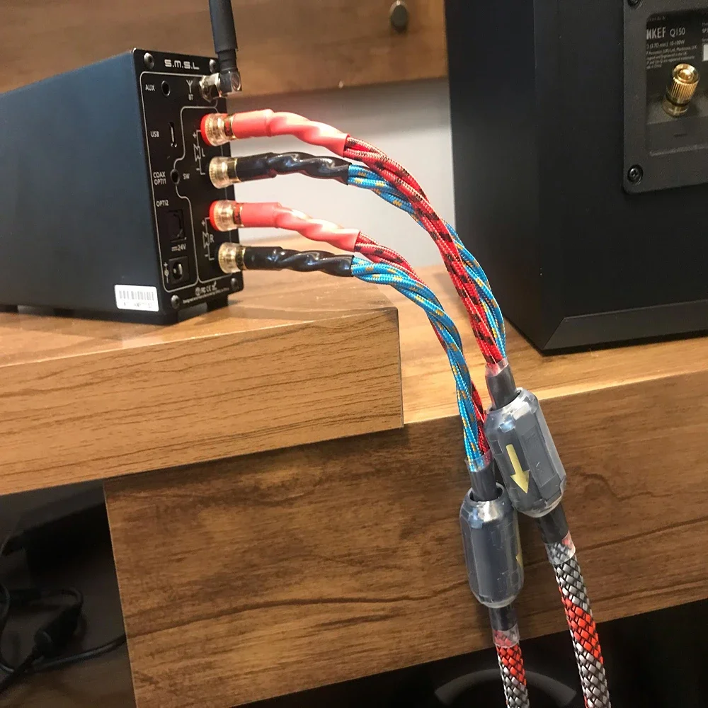 1 Paar sauerstofffreies Kupfer (OFC) Audio-HiFi-Lautsprecherkabel, HI-FI, High-End-Verstärker, Lautsprecherkabel, Bananenspaten-Stecker, Drahtleitung
