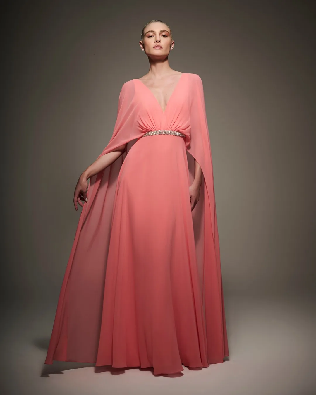 

Customized Temperament V-Neck Chiffon Sleeveless Evening Dresses Elegant Straight Floor Length Celebrity Gowns Vestido De Noche