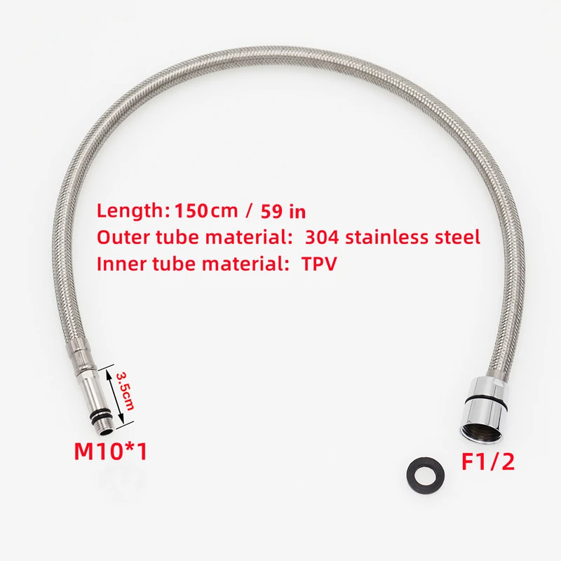 150cm F1/2 M10*1 304 wąż do kranu kuchennego ze stali nierdzewnej wyciągany kran specjalny wąż wymiana kranu wąż TPV Tube