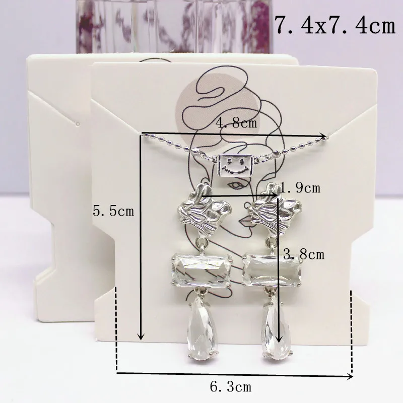 50Pcs 7.4x7.4cm 백서 카드 인쇄 빈티지 소녀/선인장 소녀 패턴 귀걸이 목걸이 헤어 밴드 쥬얼리 디스플레이 포장 카드