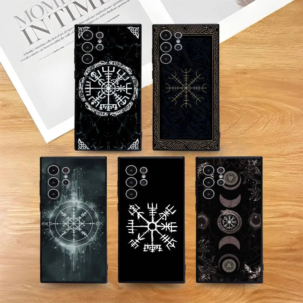 

Fashion Viking Vegvisir Phone Case For Samsung Galaxy S25 S24 S22 S23 Ultra S21 S20 Plus Frosted Non-Slip Full Cover Soft Case