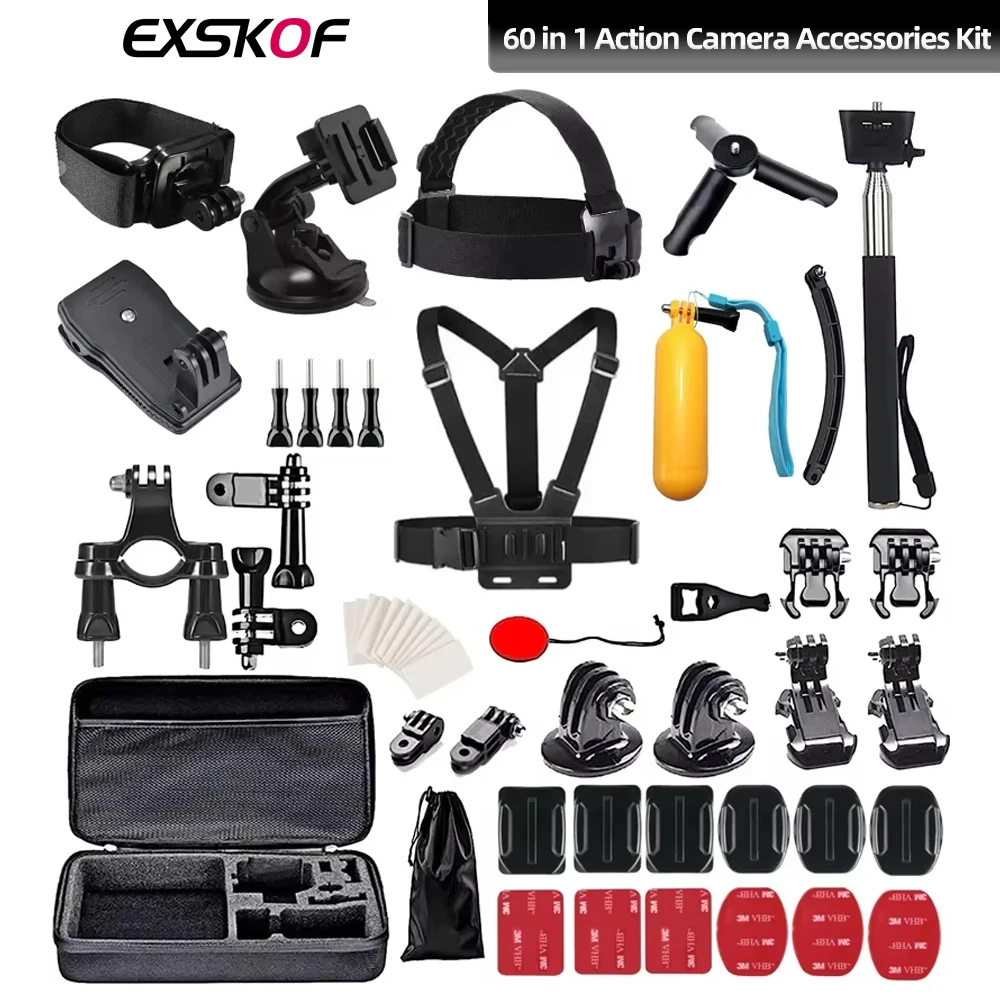 60 in 1 Action Camera Accessories Kit Mount Adapter Chest Strap Headband For GoPro Hero 13 12 11 9 Insta360 X4 X3 DJI Action 4 3