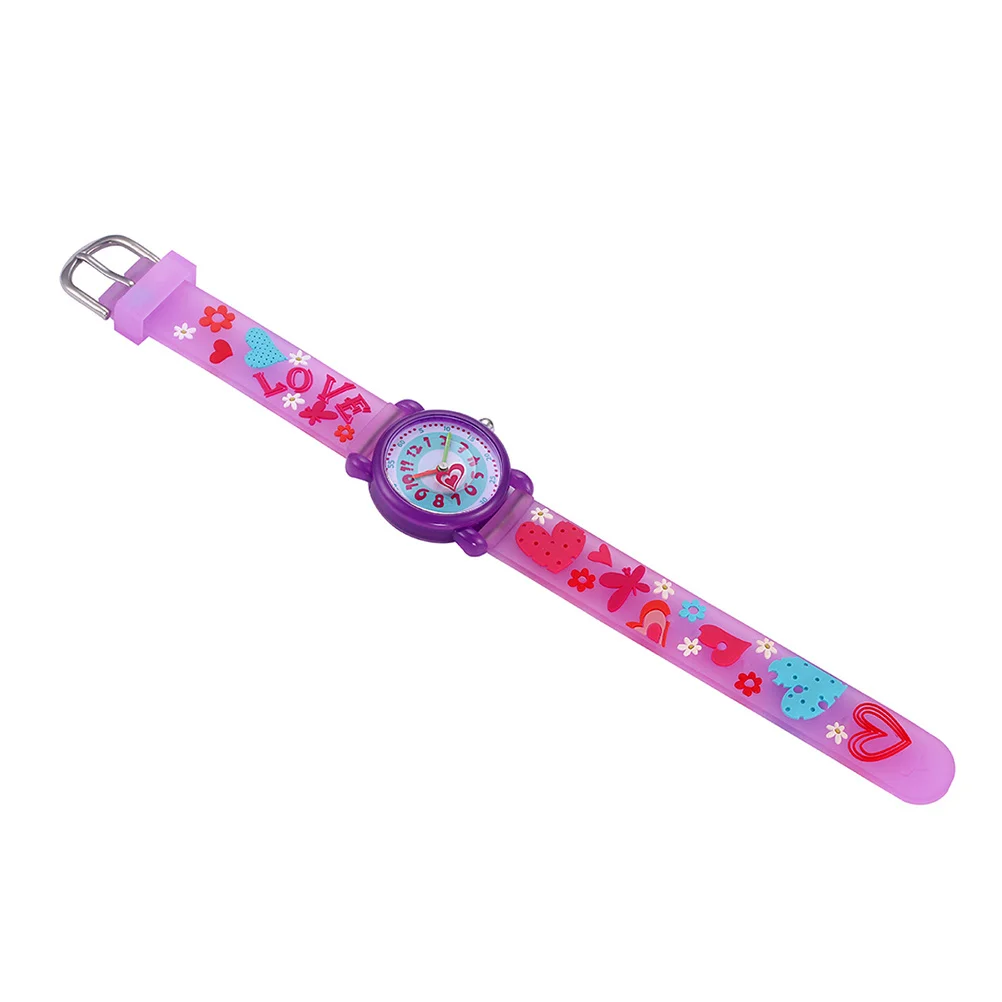 3D Cartoon Watch Silicone Waterproof Quartz Wristwatch For Purple Durable Resin Glass