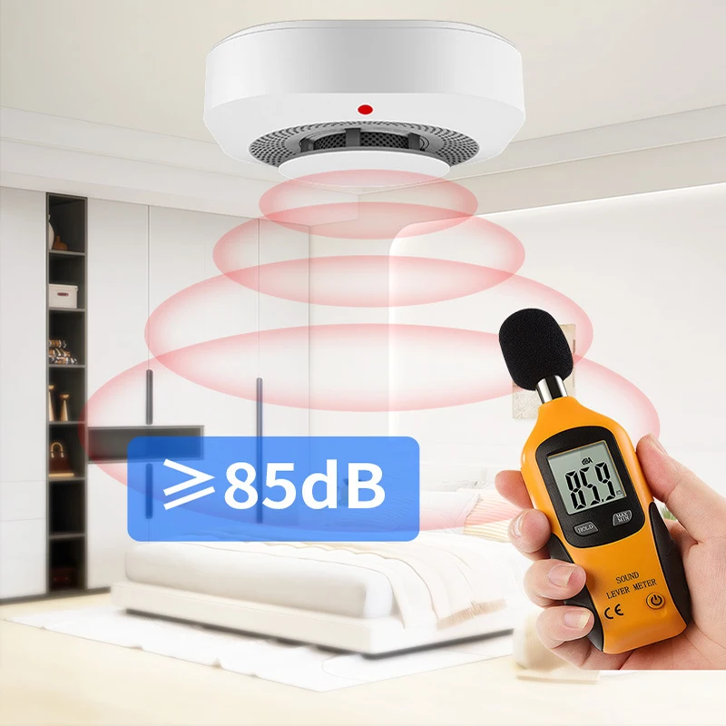 Ceiling-mounted Smoke Detector Fire Independent Accessory 433M Wireless Alarm 360° All-round Detection