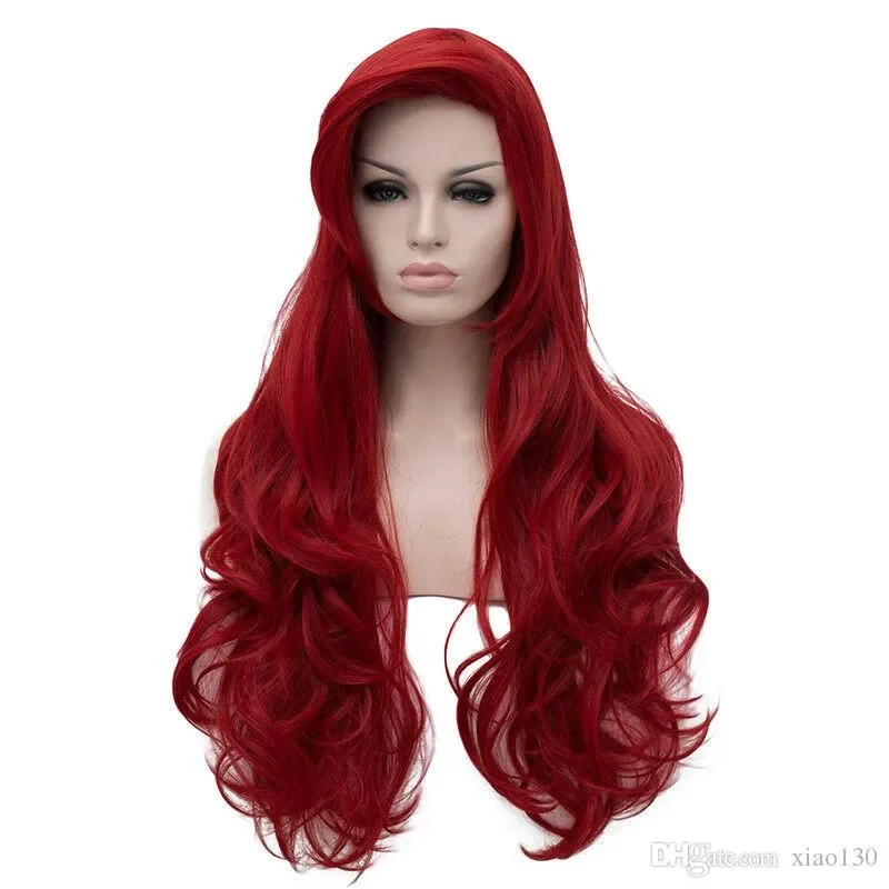 Jessica Rabbit Wavy Long Wine Red Heat Resistant Cosplay Hair Wig   Wig Cap