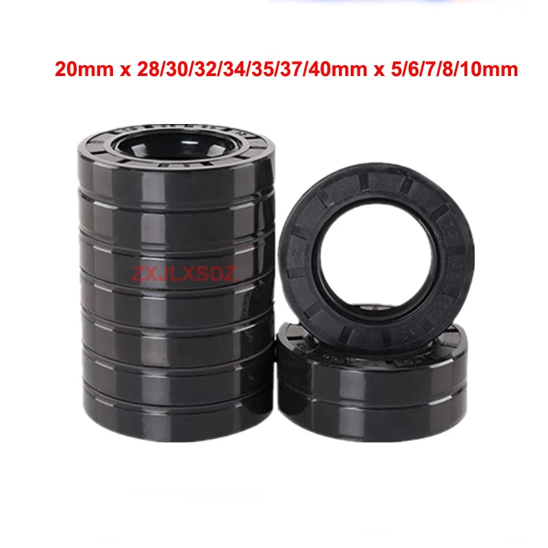 ID 20mm Nitrile Rubber TC Double Lip Oil Seal O Ring NBR Rubber Gasket 20mm x 28/30/32/34/35/37/40mm x 4/5/6/7/8/10mm