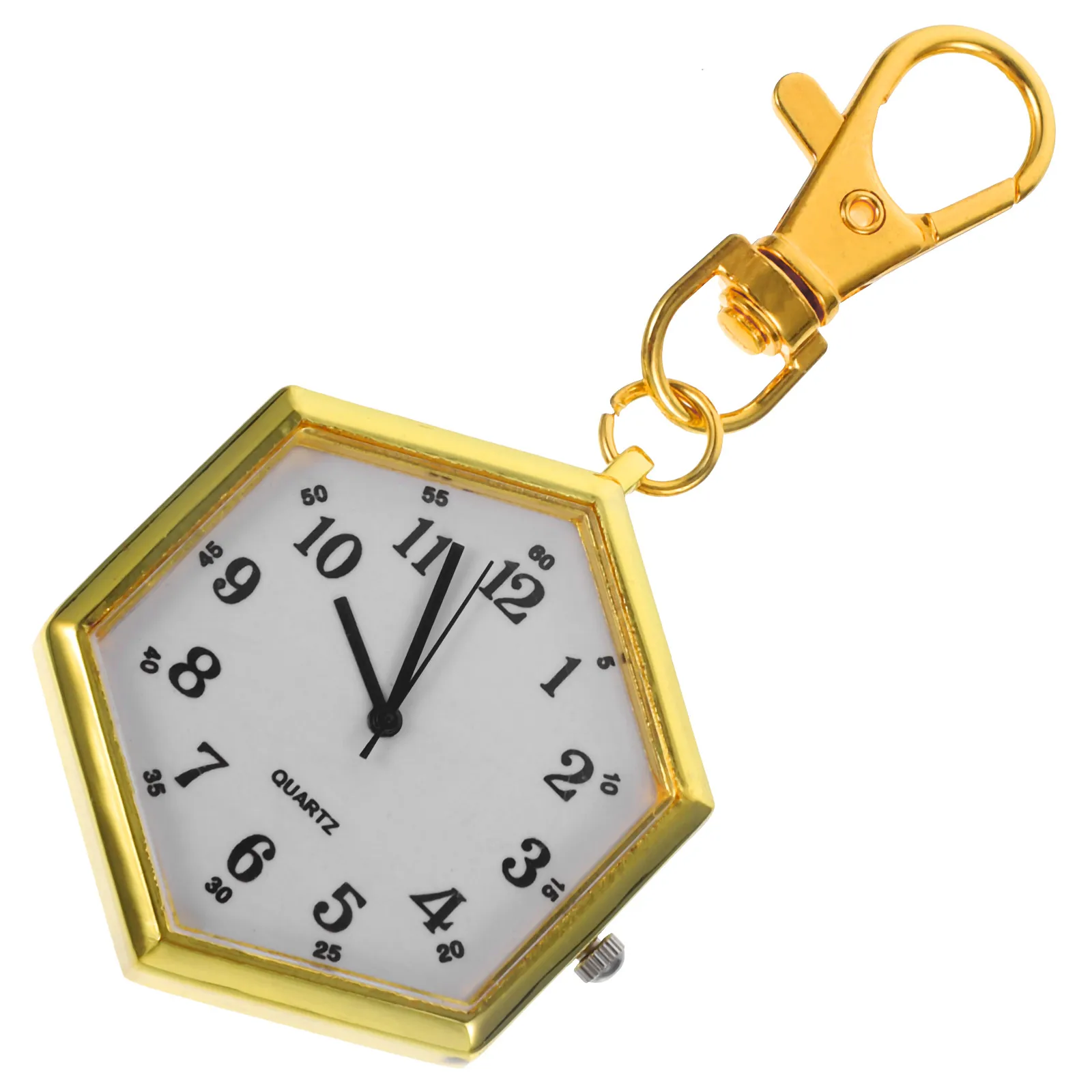 

Creative Hexagonal Key Chain Pocket Watch Alloy Frame Retro Style Key Watch Pendant Watch Hanging Gift For Nurses