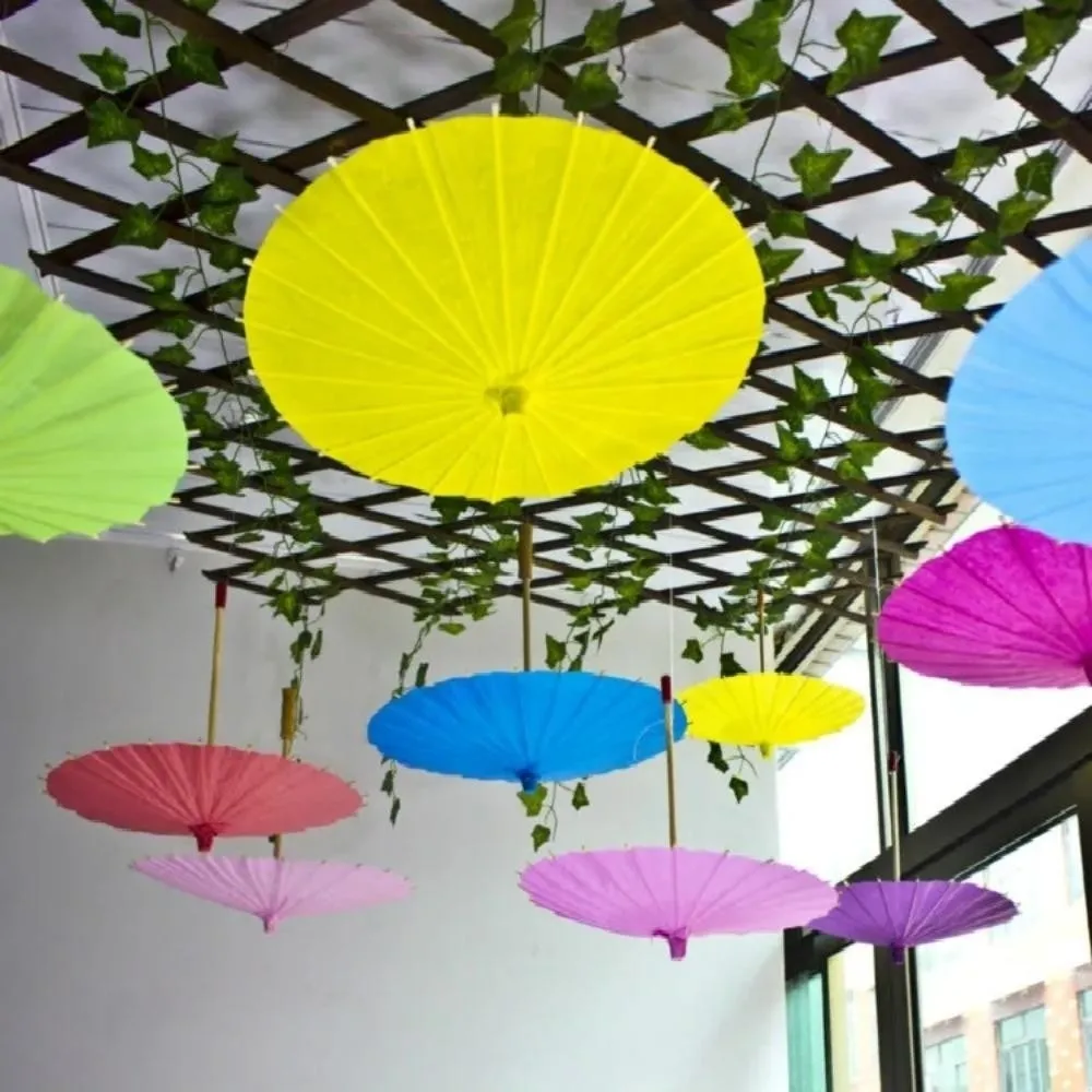 Traditional DIY Handmade Paper Umbrella Colorful Kids Painting Paper Umbrella Blank Paper Umbrella Dance Prop
