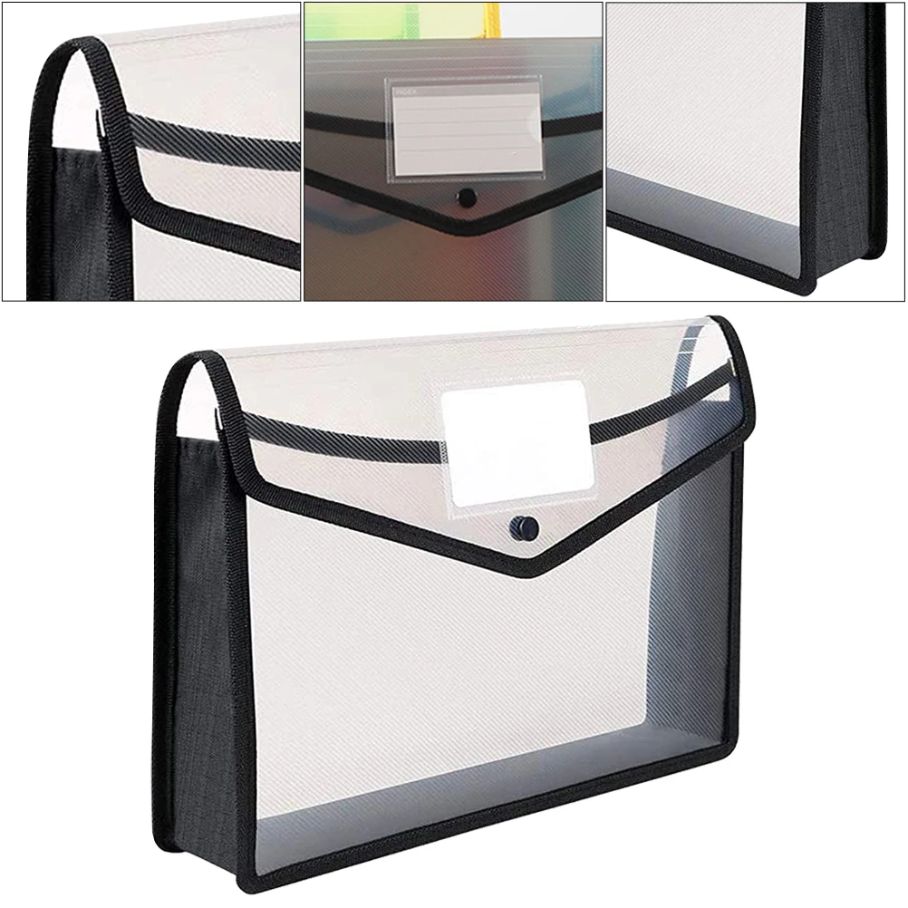 

Transparent File Holder Large Capacity Document Folder Black Plastic Files Envelope Office Supplies Water Resistant Portfolio