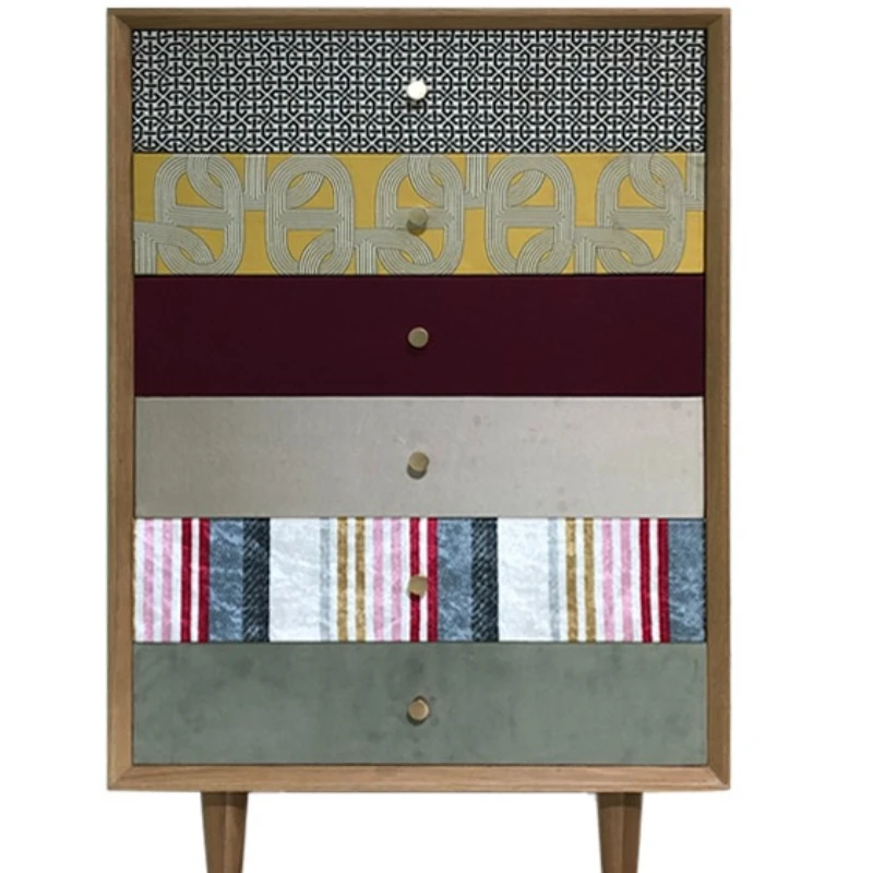 

Contrast color color bag six chest cabinet, white oak solid wood storage cabinet