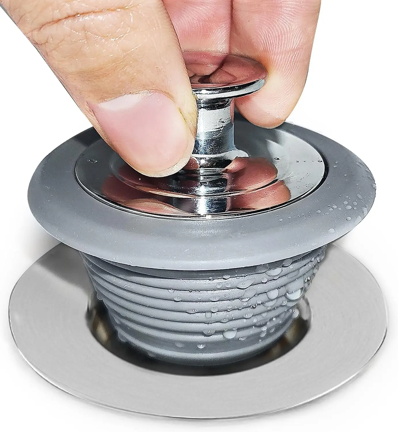 

Universal Bathtub Drain Stopper, Silicone Sink Plug, 1.1-2.0 Inch, Rustproof, Hair Catcher