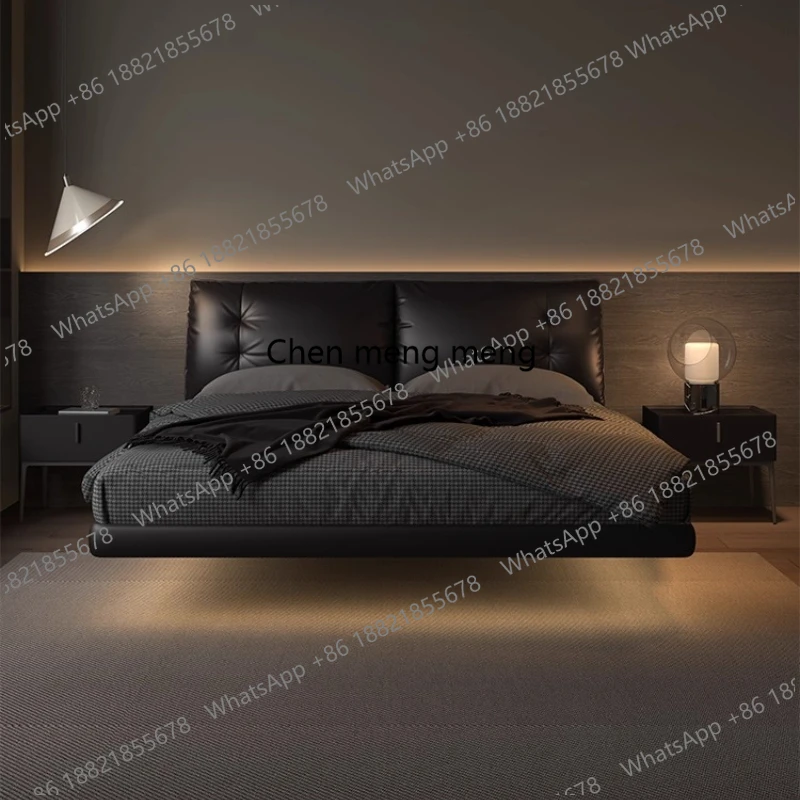 

180x200cm Headboard Suspended Bed Luxury Modern Simple Master Double Bed Bedroom Frame Twin Size Wedding Wood Bedroom Furniture