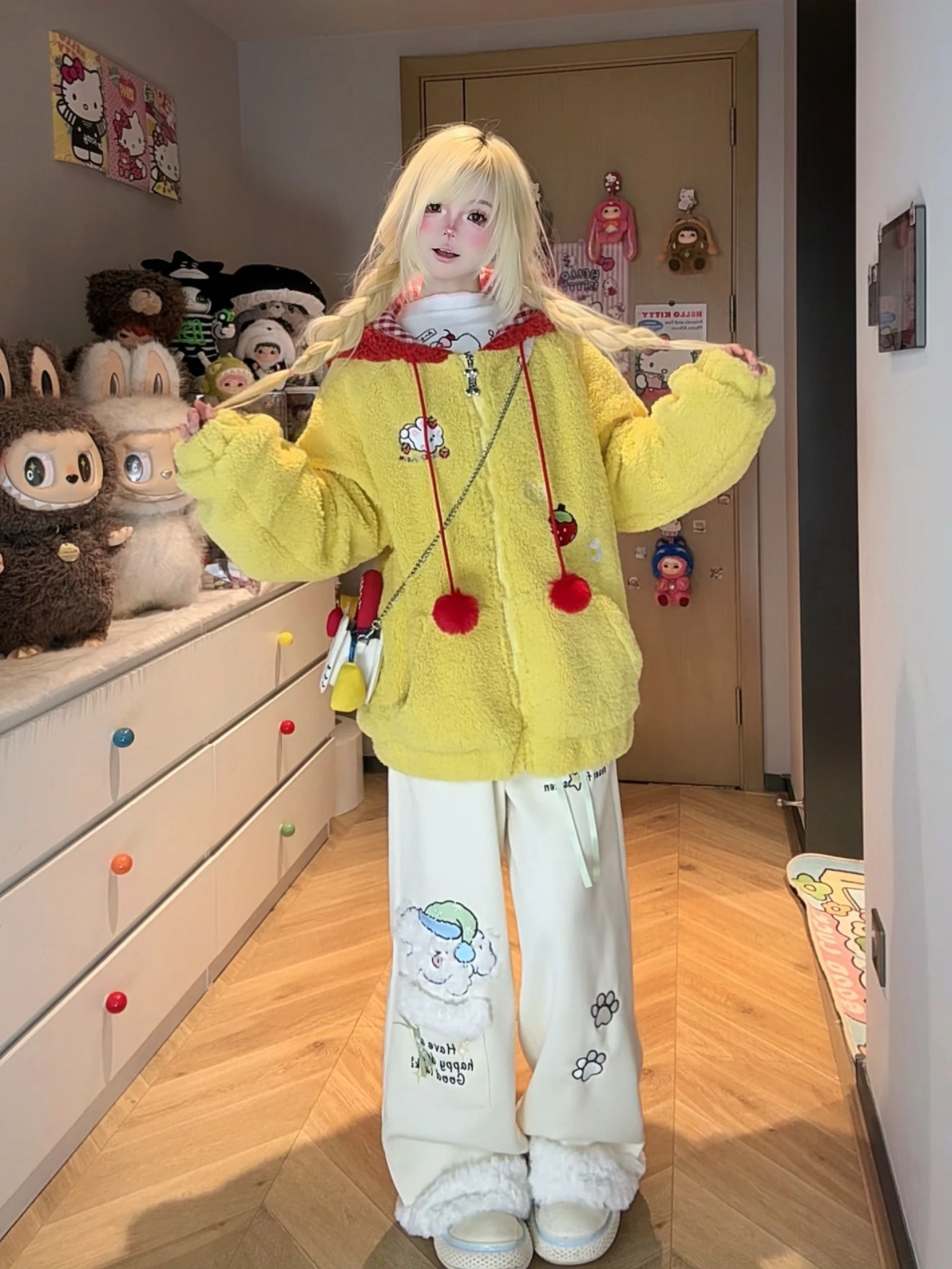 Inverno Nuovo Kawaii Peluche Con Cappuccio Giubbotti Studente Y2K Peluche Addensato Caldo Giacca di Pelliccia Sintetica Ragazze Dolce Allentato Cappotti di Pelliccia per Le Donne