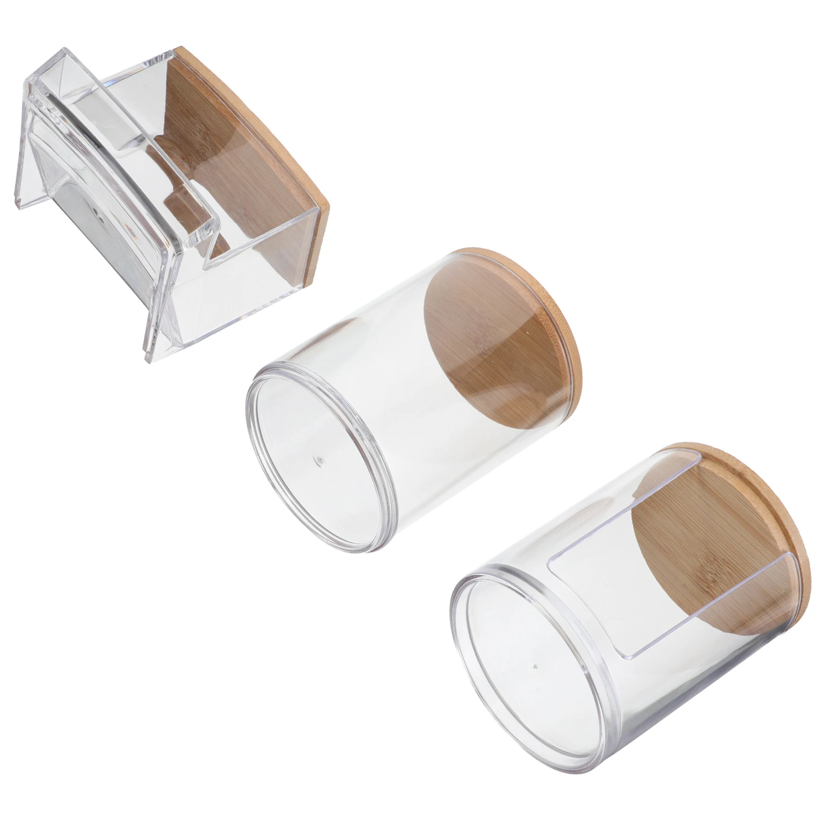 Caja de hisopo de algodón de plástico transparente, contenedor transparente con tapa para almacenamiento de maquillaje, bote de baño de viaje resistente, 3 uds.
