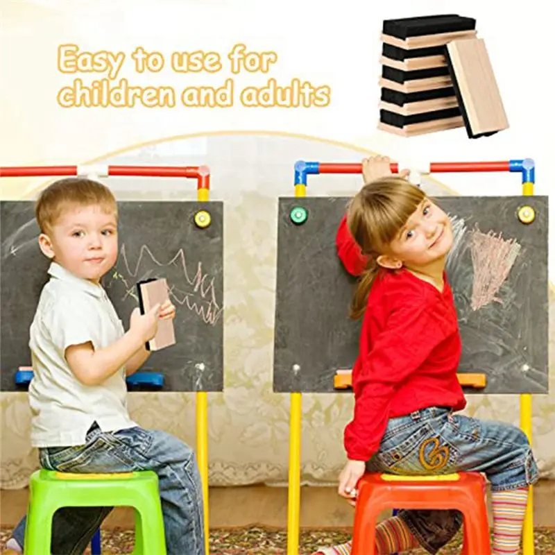 KSOL 10 Pack Chalkboard Erasers Wool Felt Eraser Dustless Wood Chalk Eraser Blackboard Eraser Cleaner for Kids Teachers