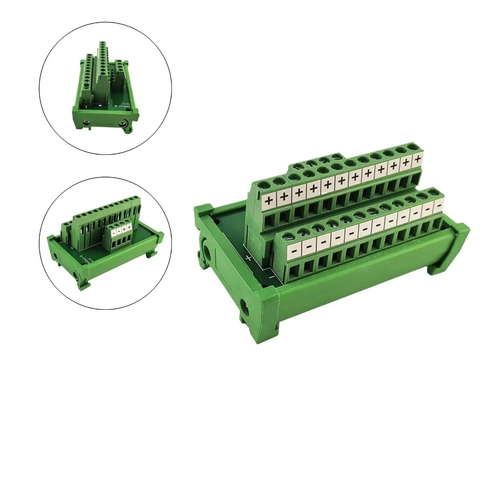2 Input 12 Output Power Splitter Terminal Block for DIN Rail Mount with Compact Size 78mm by 49mm by 46mm for Industrial Use