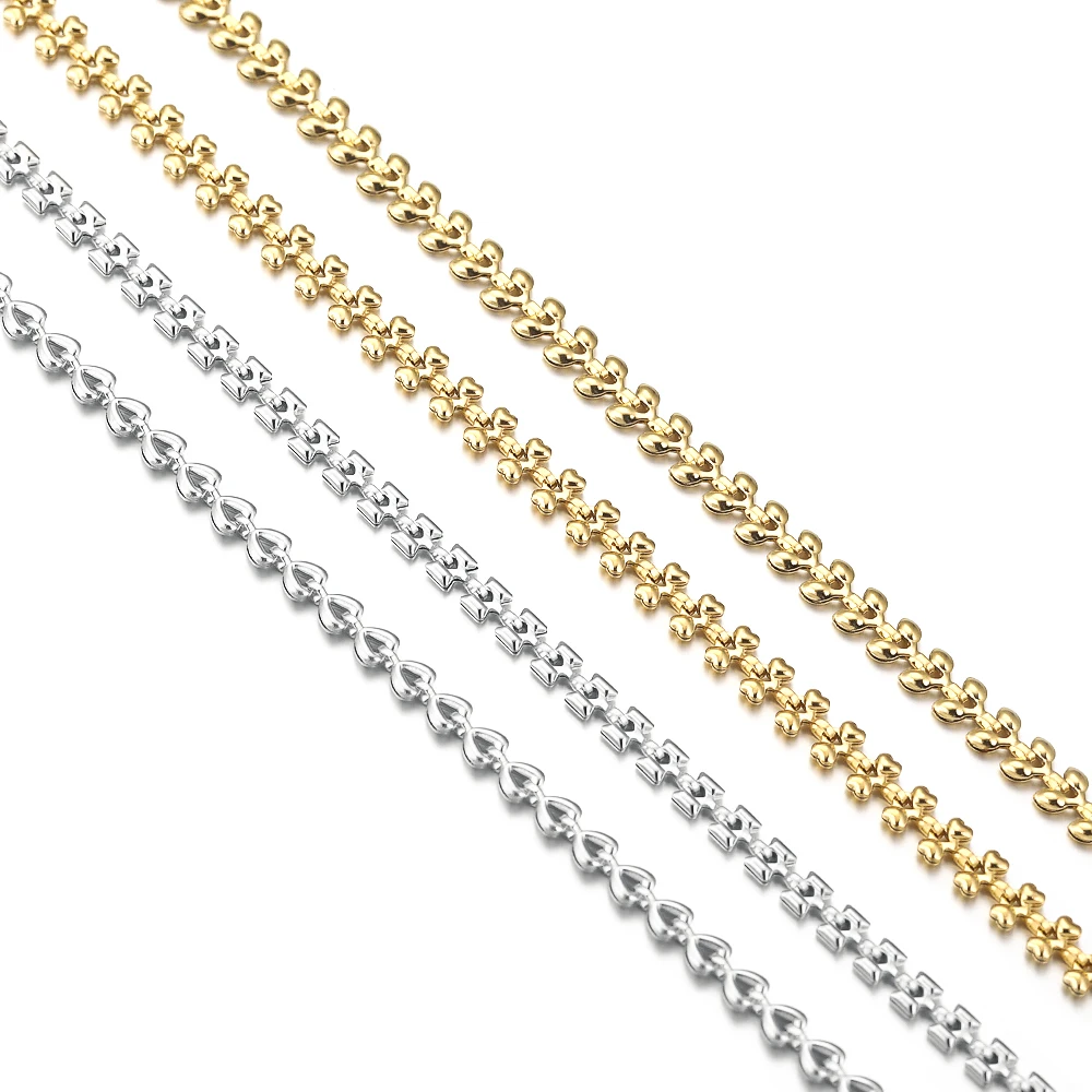 1 Meter Stainless Steel Gold Plated Airplane Leaf Heart Chain for DIY Necklace Bracelet Anklet Jewelry Making Supplies Wholesale