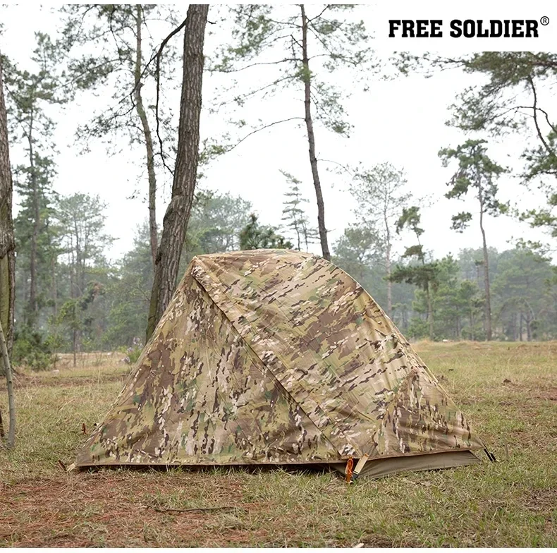 Outdoor Ultra-Lightweight Camping Mountaineering Single Tent Rain Proof Single Soldier March Camouflage Overnight Double Layer