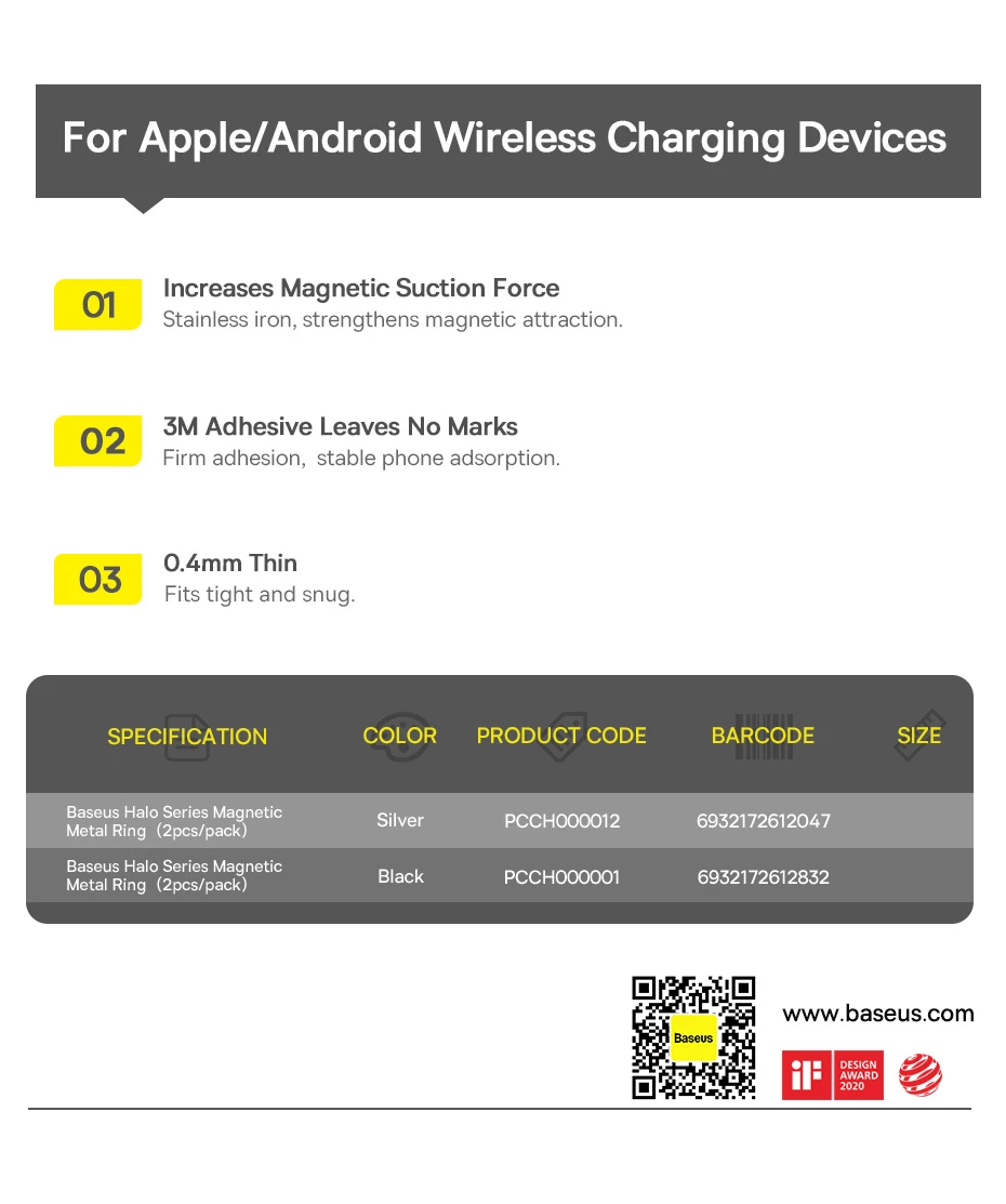 Baseus 2 Stück magnetische Metallplatten-Aufkleberringe für kabelloses Ladegerät, Telefonhalter für iPhone 17 Air 16 15 Pro Max, Ladering – Detail 12