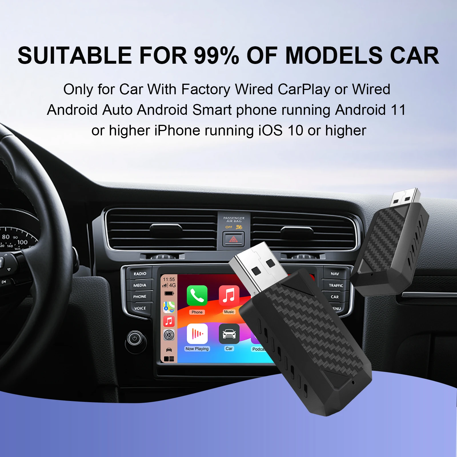 Ezonetronics Wireless CarPlay android auto adapter for factory wired car, wireless CarPlay & Android auto 2 in 1