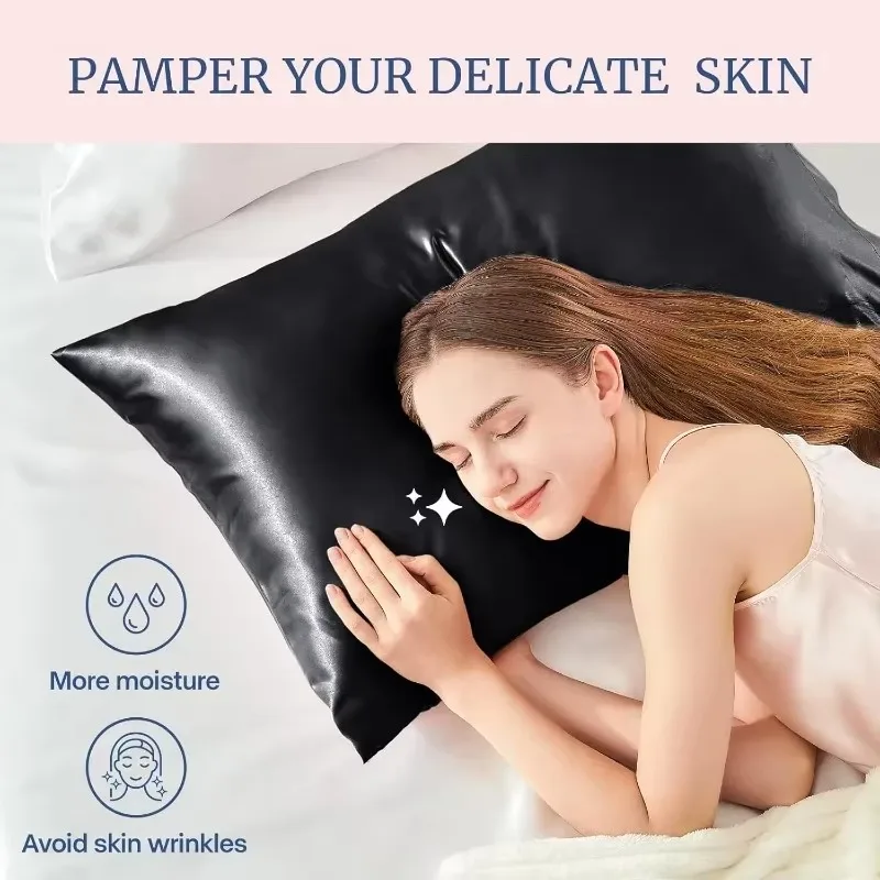 With Gift for Women Men 1/2pcs Multi-size Satin Pillowcase for Hair and Skin Super Soft and Cooling Similar To Silk Pillow Cases