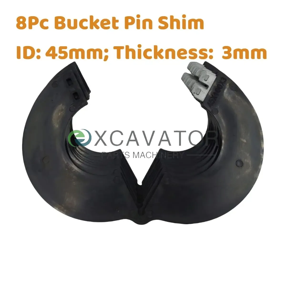 8PCS for Mini Excavator Loader Skid Steer 45mm Excavator Bucket Pin Shim Kit Thickness 3mm Detachable