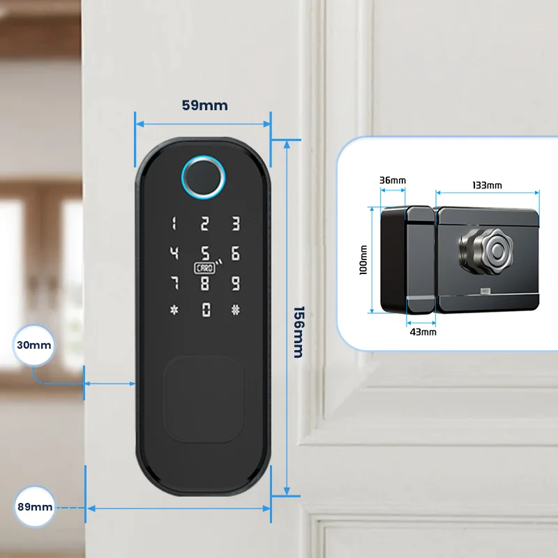 Vân Tay Chống Nước Ngoài Trời Cổng Điều Khiển Từ Xa Bluetooth TTLock Ứng Dụng Passcode Thẻ Rfid Móc Khóa Thông Minh Cửa Và Cửa Ngõ