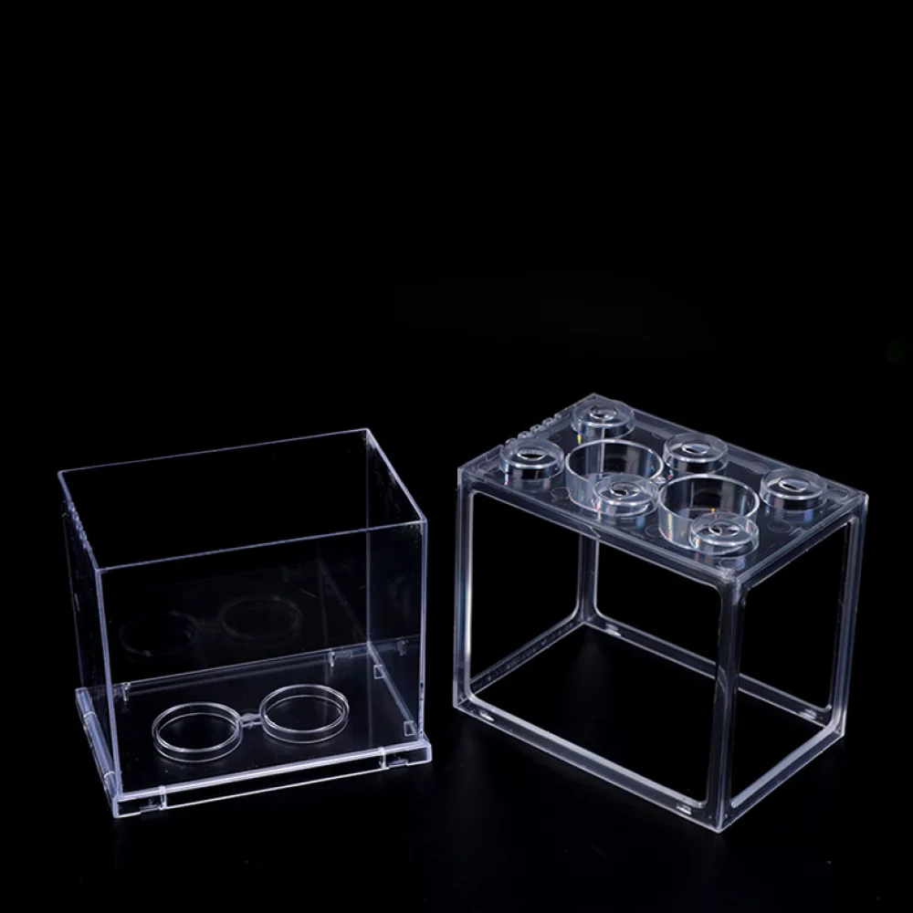 Small Acrylic Aquarium Creative Building Block Design Desktop Fish Tank Transparent Habitat For Office Home Decor