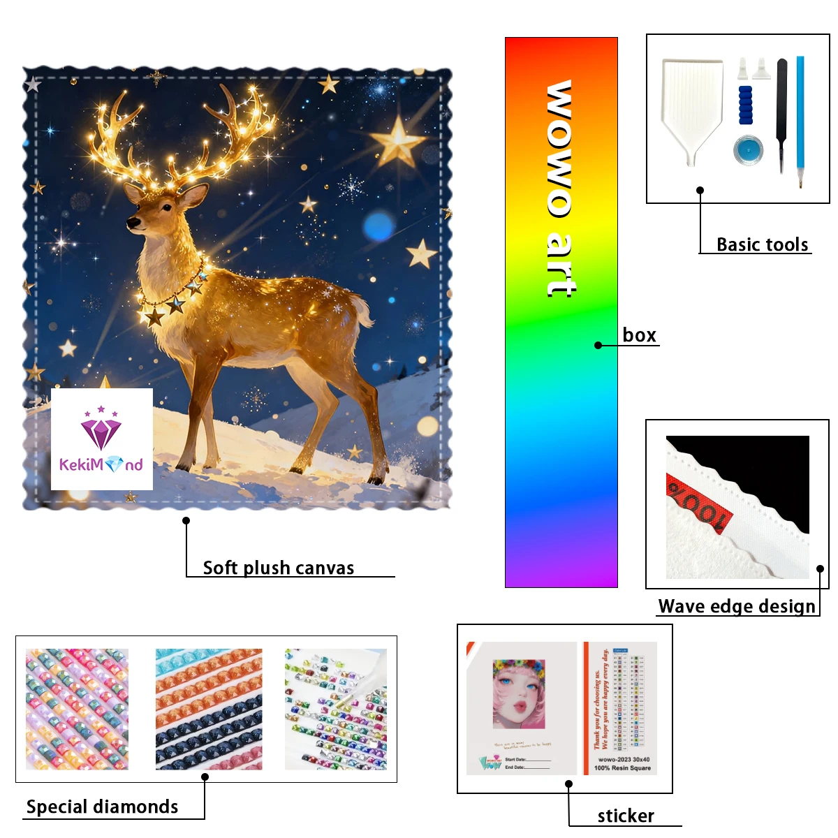 

【kekim_ Diamond Art】Christmas Sika Deer 100% resin FD+ab+xc Diamond Stamping Kit Perfect Masterpiece worth Buying