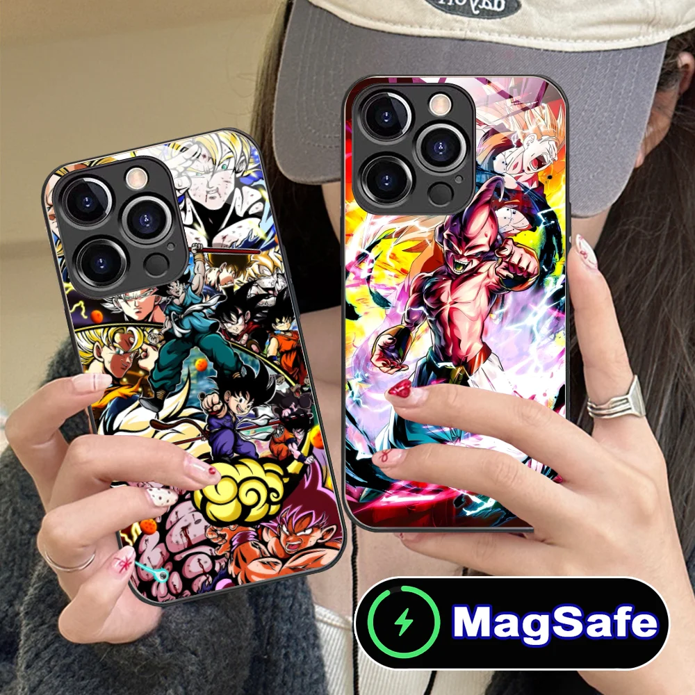 Dragon Frieza Majin Phone Case for iPhone 16 15 14 13 12 11 Pro Max Plus Mini MagSafe Wireless Charging Glass Smartphone Cover