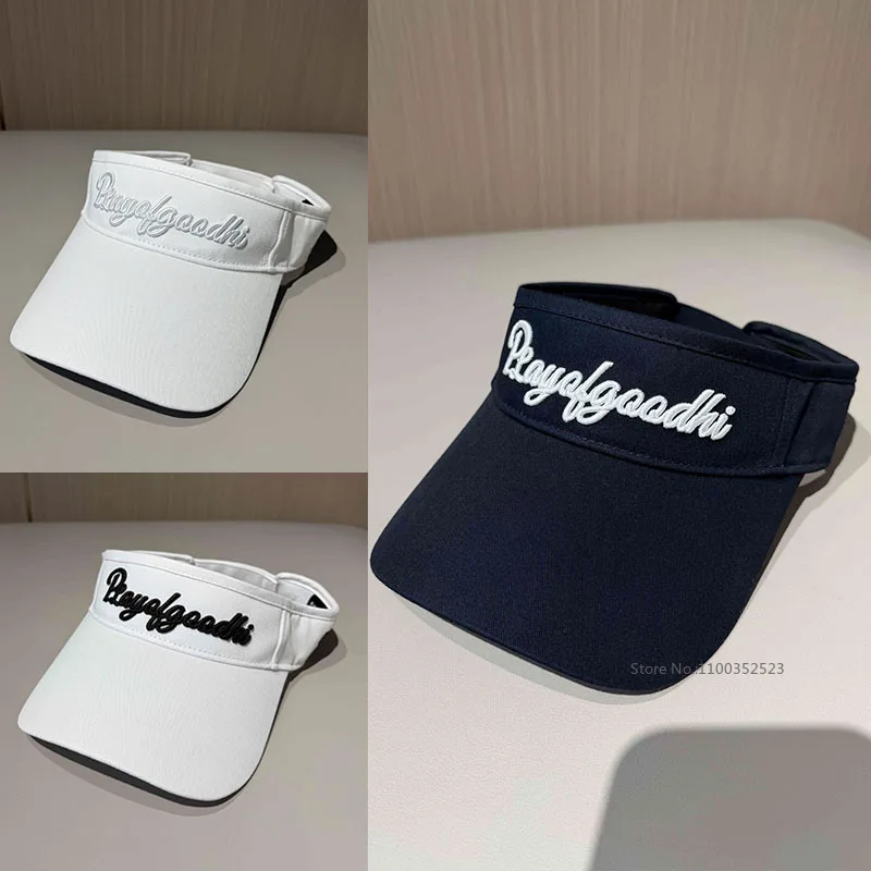PL Sunscreen Golf Cap Women Empty Top Anti-UV Caps Adjustable Large Brim Sun Visor Running Tennis Hat Ladies Sports view 2