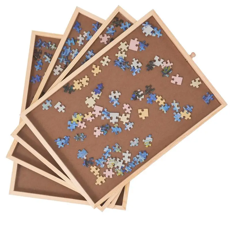 

1500 Piece Puzzle Table with Folding Legs, 4 Drawers and Cover, 32.7"x24.6" Wooden Jigsaw Puzzle Plateau, Adjustable 3-Tilting-Angle Puzzle Board, Puzzle Storage System for Adults, Gift for Mom