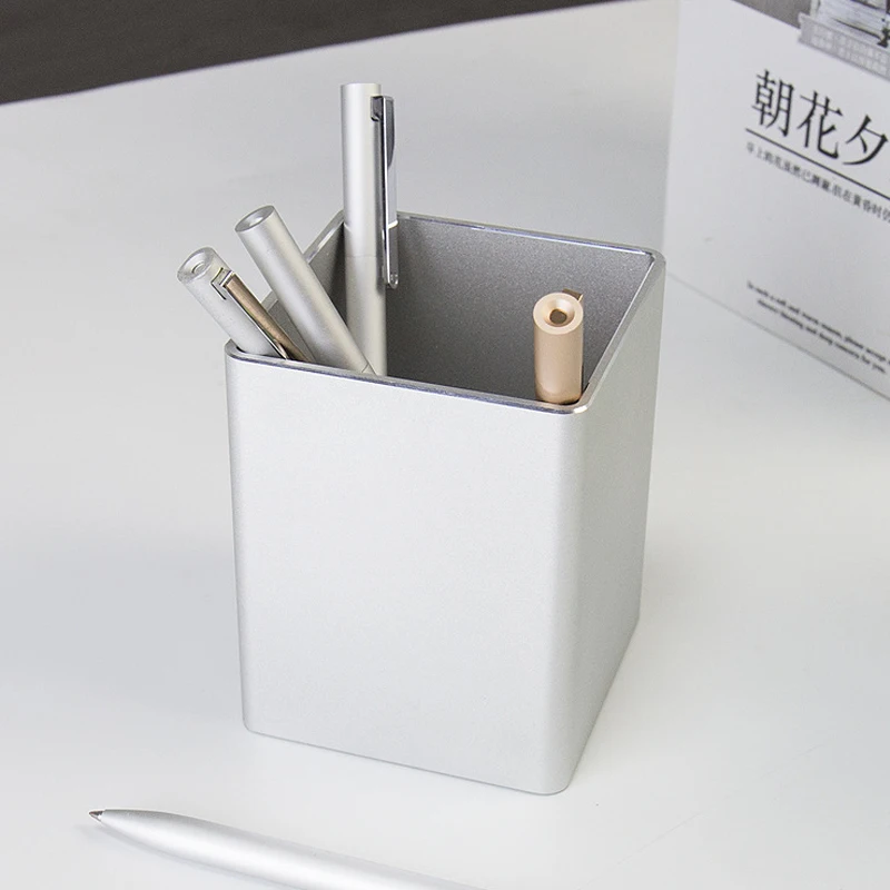 High-end Aluminum Alloy Pencil Holder Business Office Study Stationery Sundries Household Study Desktop Metal Storage Box