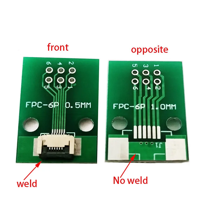 1Piece FFC FPC 6 Pin Connector Adapter Board FFC To 2.54mm Straight Plug Soldered 0.5mm Distance Double Side Electronic Card