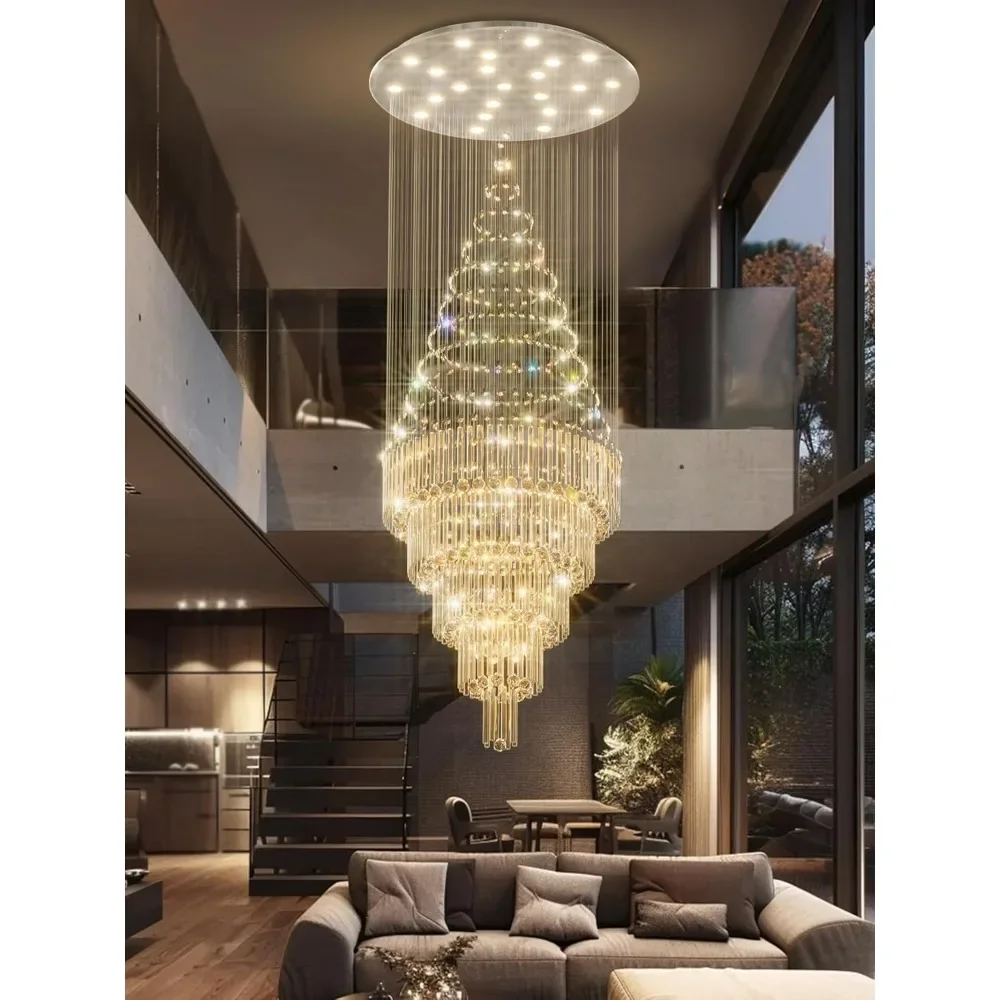 High ceiling chandelier Crystal raindrop chandelier Stair chandelier Imperial Entrance foyer High ceiling chandelier lamps