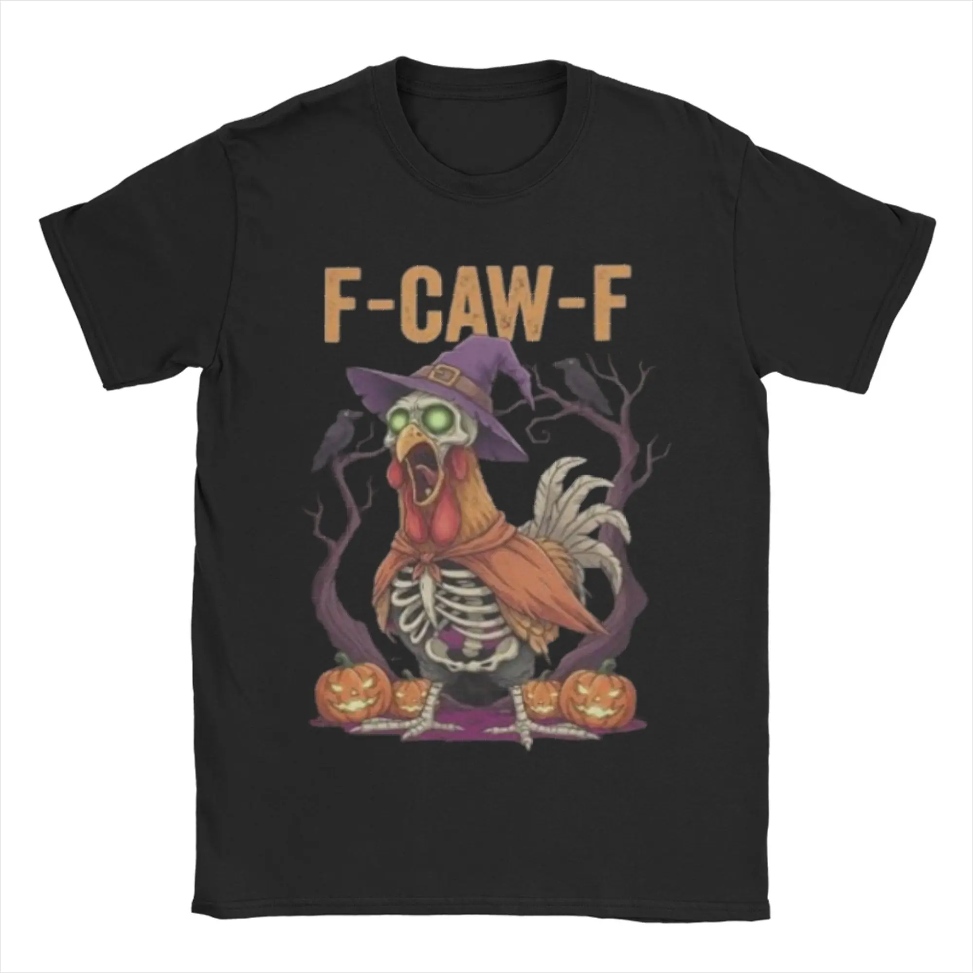 

F-Caw-F Rooster FCAWF Fun Skeleton Chicken футболка 2300, летняя мужская хлопковая футболка в стиле ретро, футболка с круглым вырезом, топ с короткими рукавами