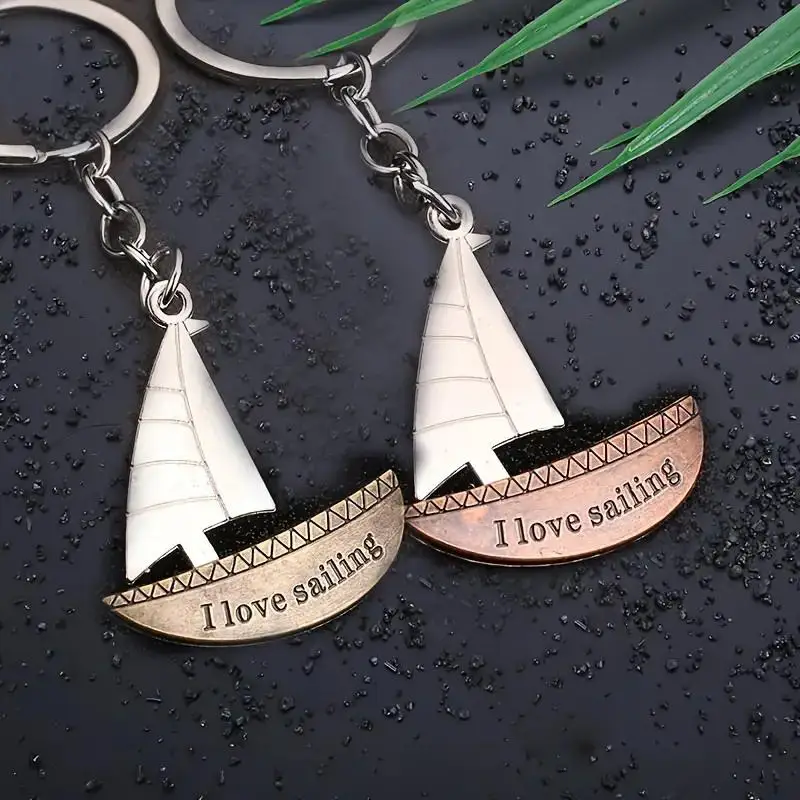 Fashion Sailboat Keychains Bag Ornament Buckle Metal Car Pendant Buckle One Sail Wind And Meaning Key Ring Travel Gifts